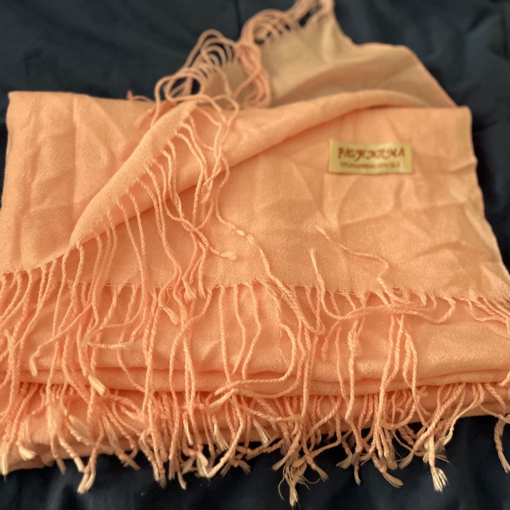 Pink Cashmere Silk Pashmina Fringed Scarf